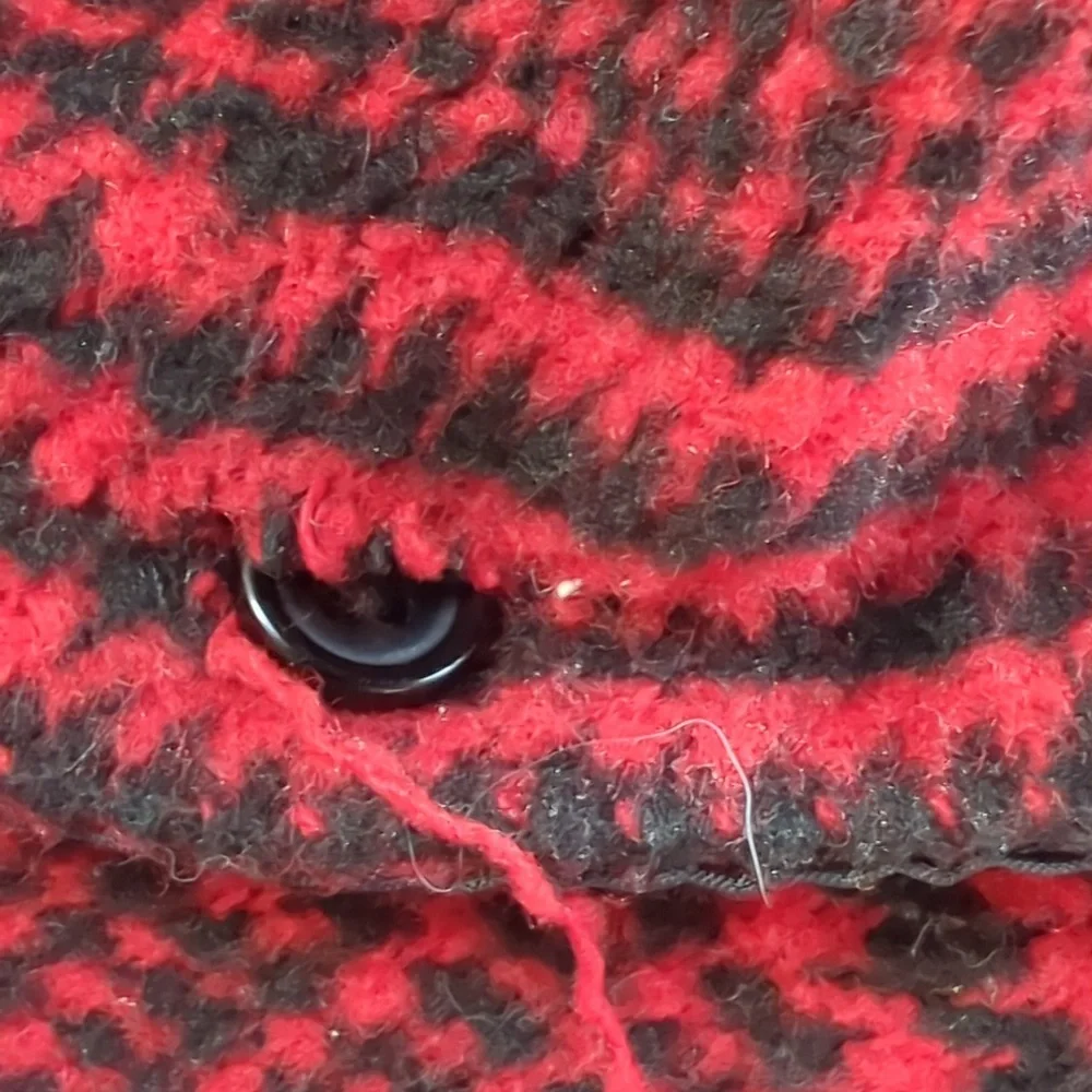 Dollhouse, red and black herringbone pattern short jacket with hood. Sma…